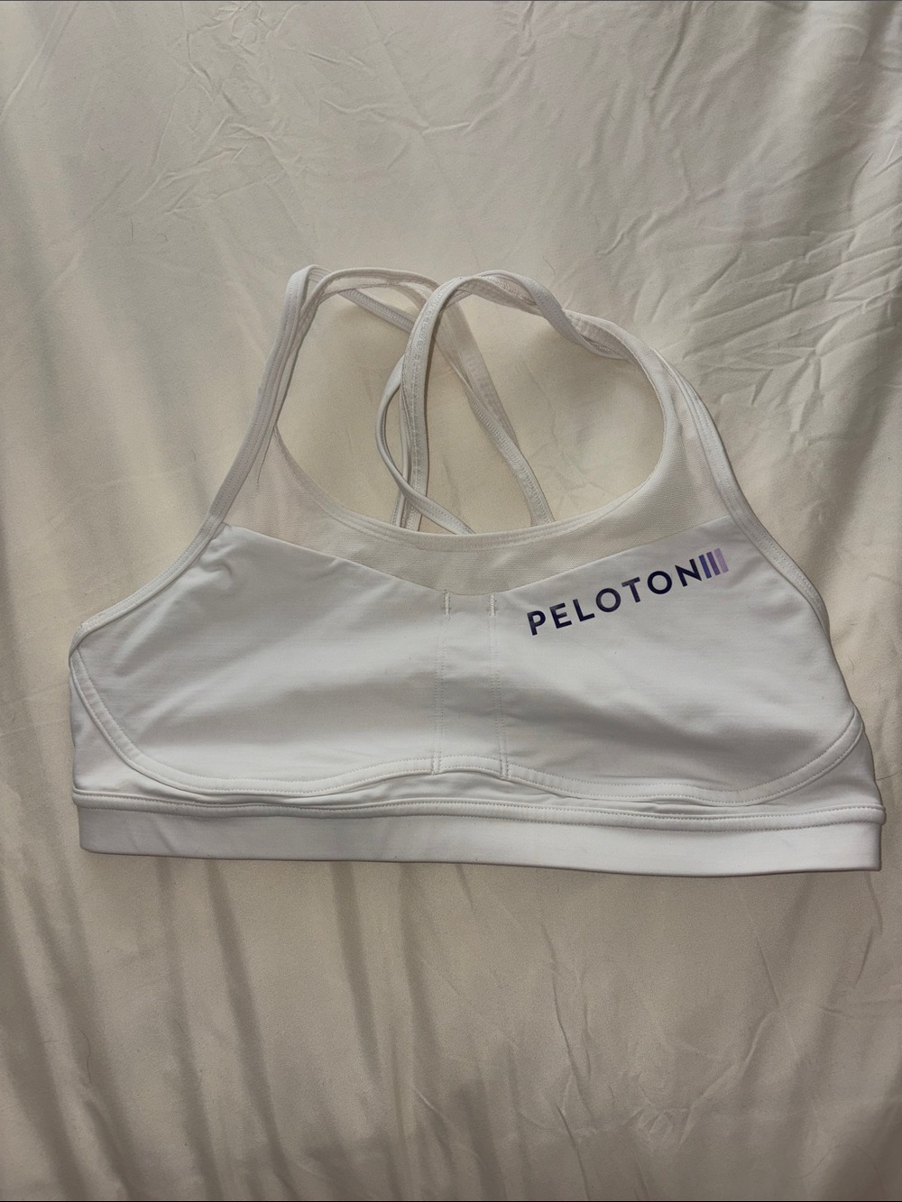 Lululemon Peloton White Strappy Low-Impact Sports Bra with Logo